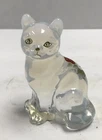 Vintage Fenton White Opalescent Cat Hand Painted Floral Signed. Beautiful