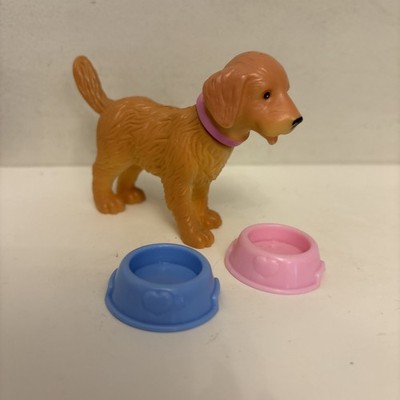 Vintage Spiel Hund Wackel nickender Kopf Golden Retriever rosa Schüssel Herz Barbie?