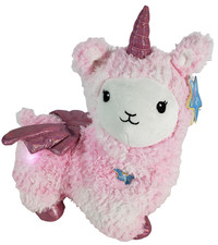 FAO Schwarz Glow Brights Pink Unicorn Llamacorn Plush Stuffed Toy Lights Sounds