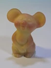 Vintage Rare Fenton PLAIN Burmese Glass Mouse Figurine     100 year Glows URANIU