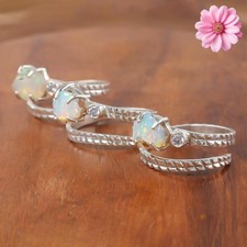 Ethiopian Opal Gemstone 925 Sterling Silver Ring Handmade Jewelry Ring For Gift
