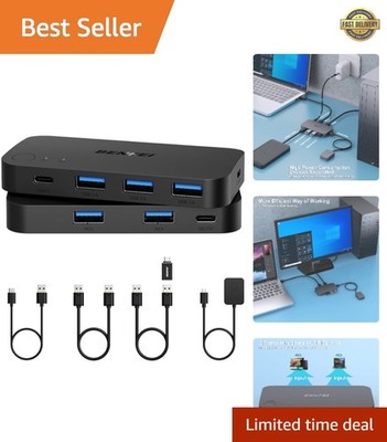 High-Speed USB KVM Switch with 5Gbps Data Transfer for 2 PCs - Remote Included