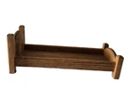 Vintage Handcrafted Solid Oak Doll Bed for 12 inch Dolls Barbie Ken