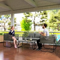 Outsunny GartenmöBel Set Aus Polyrattan Lounge-Set Mit Sofa Sessel Tisch Kissen