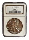 1991 American Silver Eagle $1 Dollar Coin One Troy Ounce 0.999 Fine NGC MS69