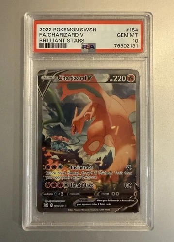 Pokemon 2022 Charizard V 154/172 Alt Art Brilliant Stars GEM MINT PSA 10