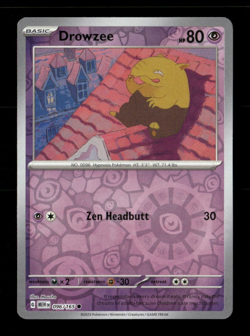 Drowzee Reverse Holo Common SV: Scarlet & Violet 151 096/165 NM Pokemon NM