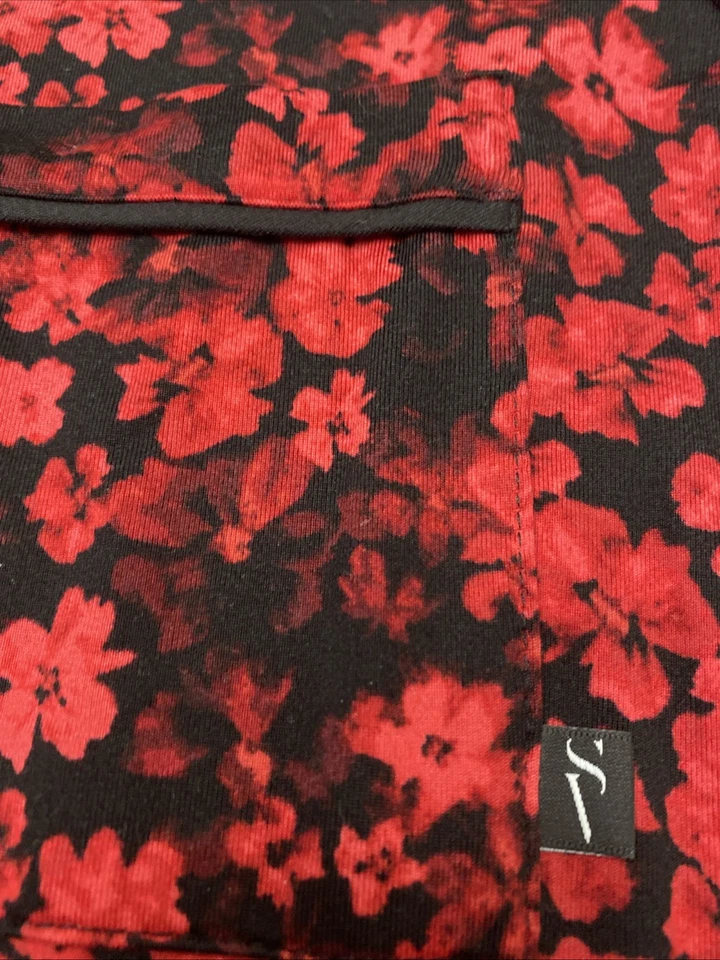 Vera Wang 2 Piezas Mujer XL PJ Suave Poliéster Manga 3/4 Rojo Floral 791 Foto 4 de 4