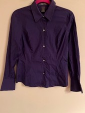 Vintage 80-90's Liz Claiborne Button Down Shirt Deep Purple Long Sleeve Size 4