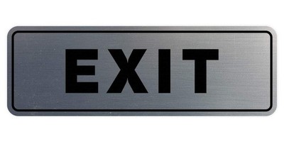 Standard Exit Wall Door Sign Durable Plastic Foam Adhesive Tape Silver 1 PCS