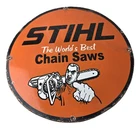 Vintage Stihl Chainsaw Sign - Porcelain Metal Store Display Advertising Gas Sign