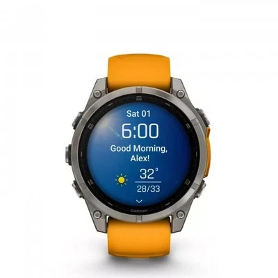 Garmin fenix 8 47mm Sapphire Titanium with Orange Graphite Band 010-02904-10