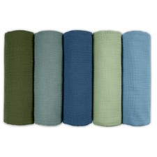 Muslin Receiving Blankets 5-Pack, Neutral Swaddling for Newborn Boys Girls