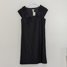 J. Crew Dress 6 Black Ruffle Neck Wool