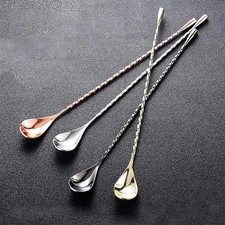 Bar Spoon Cocktail Mixing Stirrers for Drink, Stainless Steel 12 Inches Long Han