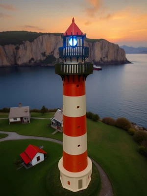 CHRISTOPH KRAUSS 3D-DRUCK Leuchtturm Modellbau H0/Diorama motorisiert 12/6V, drehendes Leuchtfeuer,Bausatz