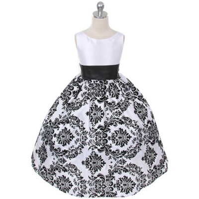 WHITE BLACK Size 10 Flower Girl Dress Party Birthday Recital Bridesmaid Prom