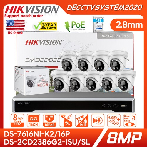 Hik Security CCTV System 8MP AcuSense Turret IP Camera 16CH 16POE NVR lot - Picture 28 of 41