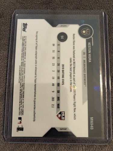2020 Topps Now MLB Network Top 100 Keston Hiura Brewers Blue Parallel Auto /49💎 - Bild 2 von 2