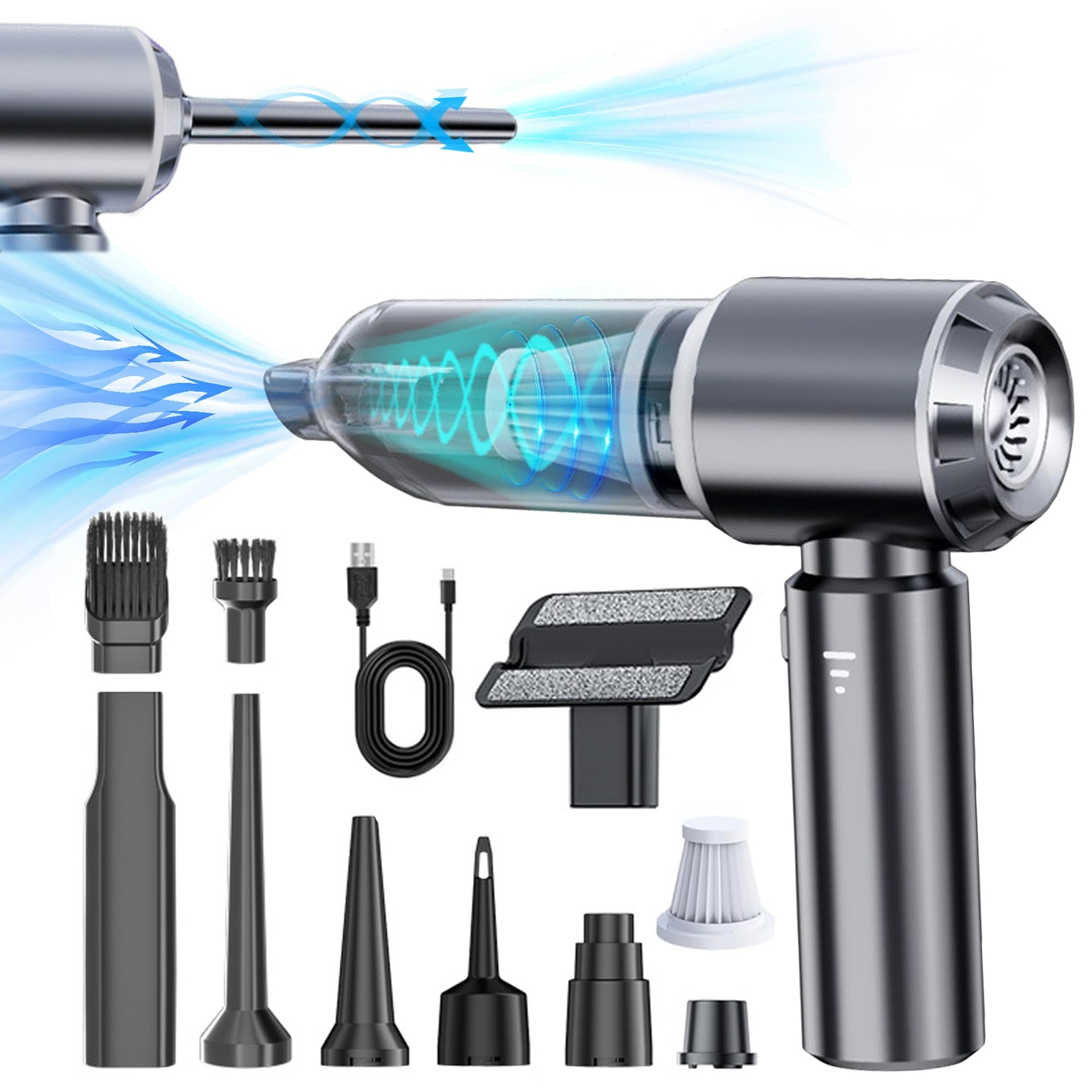 Portable Car Vacuum, 15000PA Car Vacuum Portable Cordless, 3 Speed Adjustable...