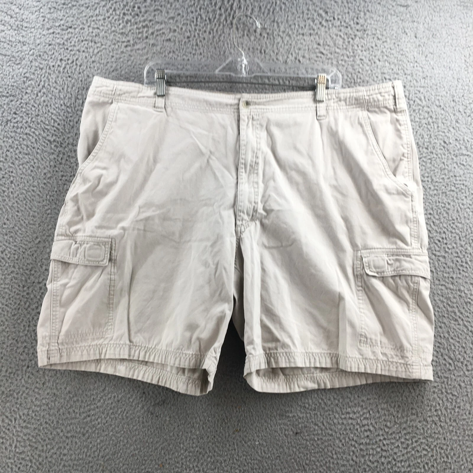 Woolrich Cargo Shorts Mens 44 (actual 45x8) Beige Cotton Hi-Rise Zip Fly Casual