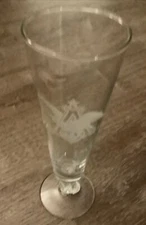 Anheuser Busch Pilsner Glass Fluted Footed Stemmed Etched Eagle Logo