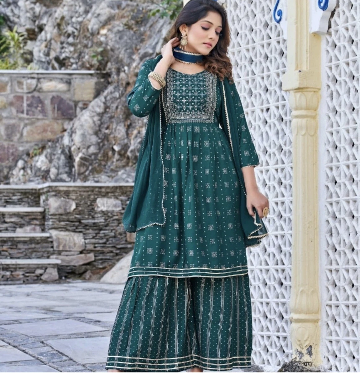 Indian Pakistani ladies sharara suit readymade shalwarkameez Eid party size L