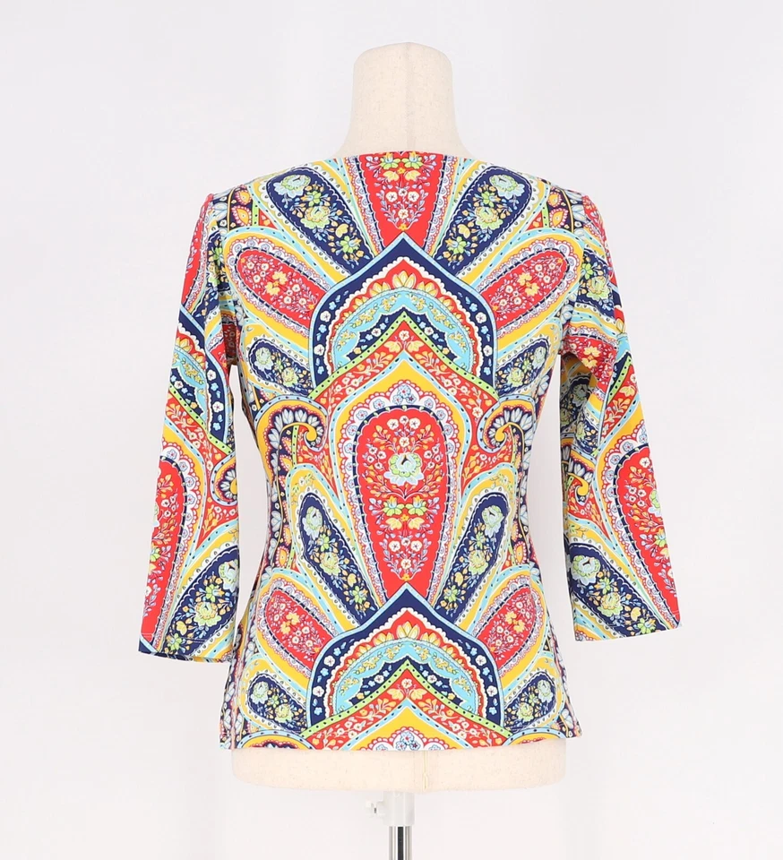 Camiseta J. MCLAUGHLIN $178 Wavesong Estampado Paisley Tela Catalina Botón Talla S Foto 4 de 4