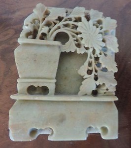 Antique Carved Chinese Soap Stone Statue Vase Qing 19th 20th c. Soapstone