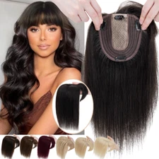 Topper Hairpieces Top Wiglet Women's Toupee Clip In 100% Real Human Hair Silk US