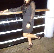 French Connection - Black longsleeve formal evening dress - size 8