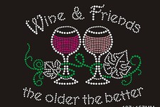 Wine Rhinestone iron on Bling Transfer DIY Hot fix Applique Wind and Friend