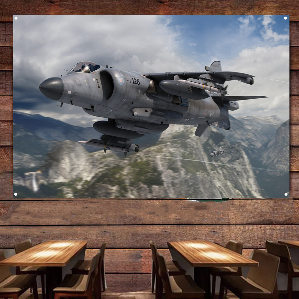 British Harrier FA.2 Fighter Jet Military Art Wall Banner Flag