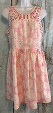 Forever 21 Pink White Dress Size Medium M Lined Floral Print Zipper Back