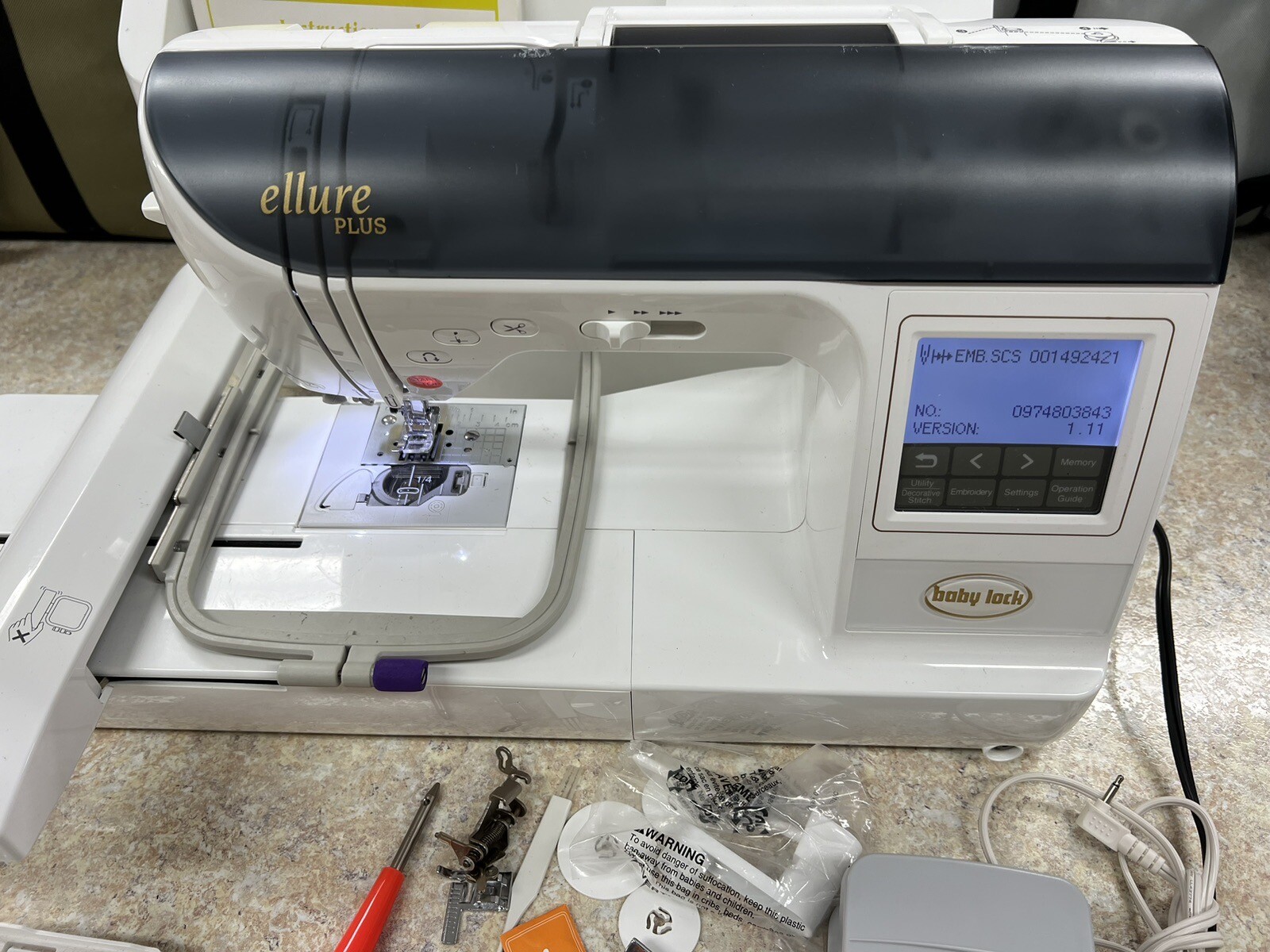 Baby Lock Ellure Plus Model BLR3 Embroidery Machine with Accessories eBay