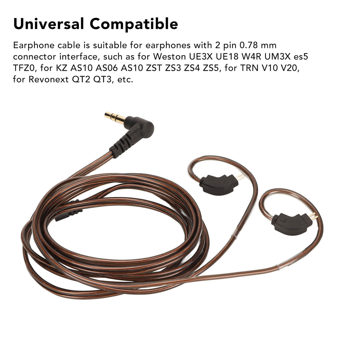 Earphone Upgrade Cable 2 Pin 0.78mm Connector 3.5mm Plug Earphone Upgrade Cable 2 Pin 0.78mm Connector 3.5mm Plug