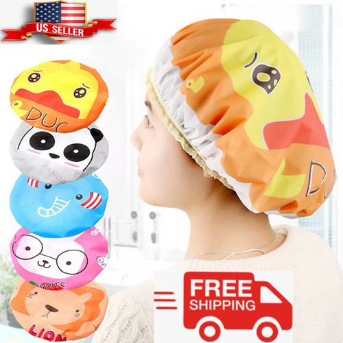 Women Shower Cap Waterproof Elastic Bath Spa Cleaning Hat for Kids