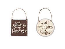 PBK Fall Decor - Give Thanks Autumn Blessings Ornament 2pc Set