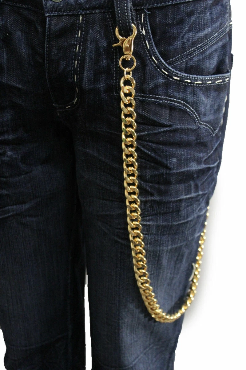 Jeans with cheap gold chains