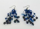 Artisan Made Lapis Lazuli Chips & Blue Iridescent Glass Dangle Pierced Earrings — photo 6