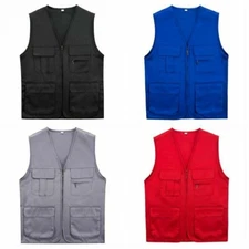 Men Multi Pocket Utility Waistcoat Work Jacket Gilet Fishing Hunter Vest Fashion