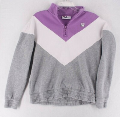 Fila Women’s Retro 1/4 Zip Mock Neck Late 80's Style Tri Color Pattern  Sweater M