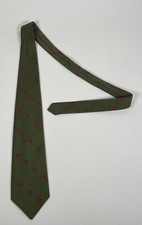 Vintage Green Silk Tie with Red Embroidered Marlin Fish Pattern - Classic Design