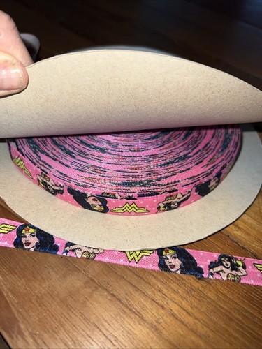5/8" FOE ribbon elastic for headbands, hair ties, barrettes - Wonder Woman. S1 - Picture 4 of 7
