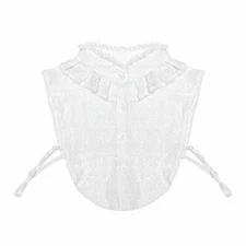 Wrapables Elegant Floral Lace Half Shirt with Ruffle Faux Collar