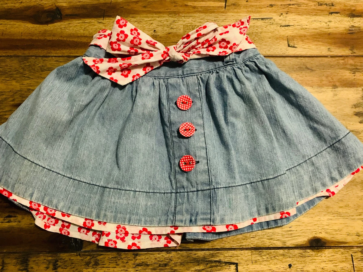 Girls Sprout Denim Skirt With Cute Tie Size 2 eBay