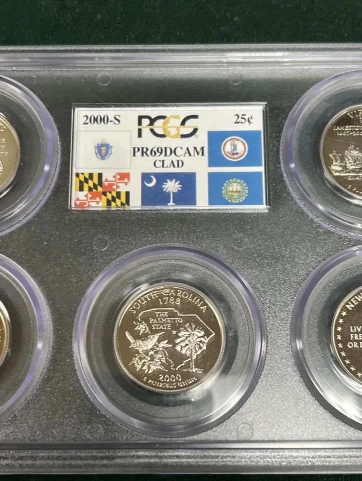 2000-S Quarter Proof 25c PCGS PR69DCAM Deep Cameo Set MA MD SC NH VA Complete! - Image 3 of 4