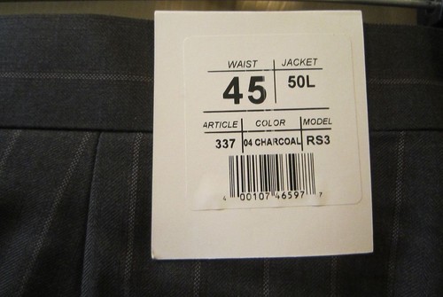 NEW SZ 45W ANGELO ROSSI CHARCOAL GRAY W/ STRIPE PLEAT FRONT DRESS PANT EUC - Picture 2 of 6