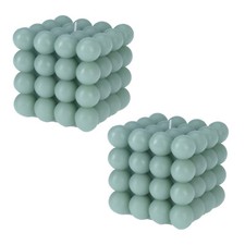 2x Deko Bubble Kerze Grün Groß 10 x 10 cm Bubblekerze 630g Eckig Dekokerze
