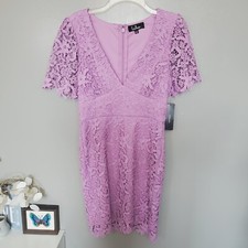Lulus Dress Womens Small Sweetie Lavender Lace Flower Mini Style 67656 New